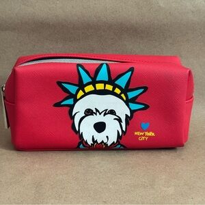 Marc Tetro NYC Statue of Liberty Westie Cosmetic Case Small 7.5” by 4” by 1.75”